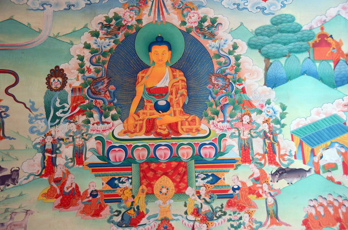 Pokhara Karma Dubgyu Chokhorling Monastery 10 Shakyamuni Buddha Painting In The Main Prayer Hall 
